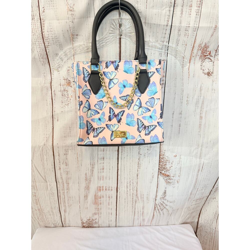 Betsey Johnson Butterfly Satchel Crossbody Bag Pink Blue Tote Purse